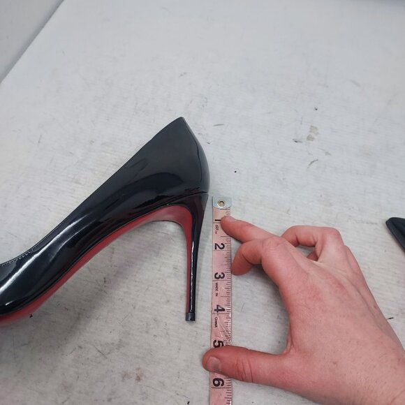 Christian Louboutin Patent Black Iriza Leather Half-d'Orsay Pump Heel Shoe - Picture 12 of 13